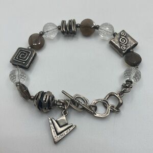 Silpada 925 Sterling Smoky & Clear Quartz Bracelet B1275 |  7” - 8.5” L